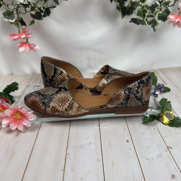Madewell Marisa Embossed Snakeskin Leather d’Orsay Flats - Neutral - Size 9 - Picture 3 of 13